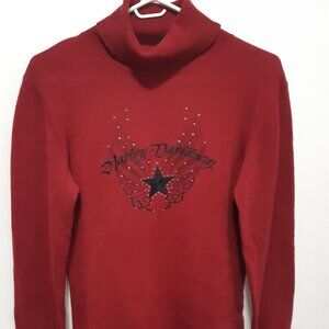 Harley Davidson turtle-neck deep red sweater Size M